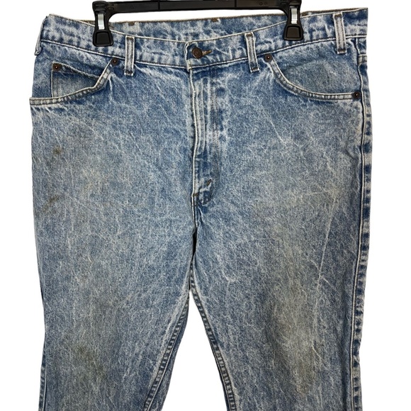 LEVI'S Stone Wash Vintage Brown Leather Tab Made in USA Men's Blue Jeans 38x30 - Picture 6 of 16